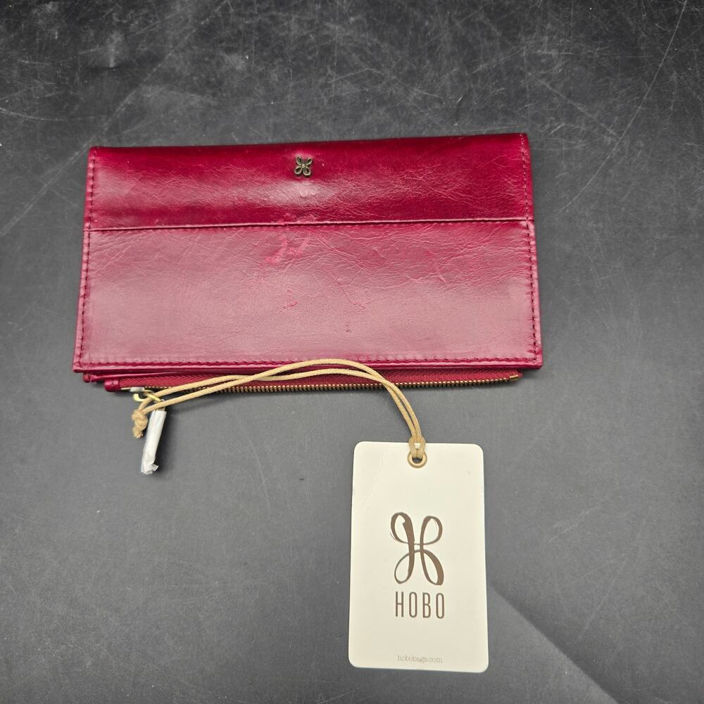 HOBO Jill Large Bifold Wallet Saddleberry Genuine Leather RFID NWT